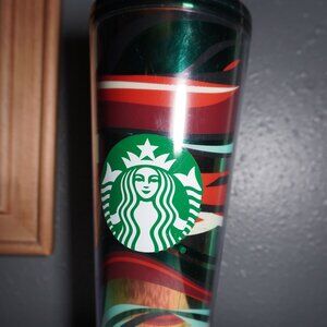 Starbucks Winter Holiday Mulit Color Swirl 24oz Cold Cup Hard Plastic Tumbler